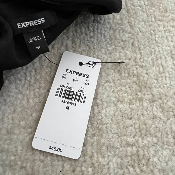 NWT Express Long Sleeve Bodysuit Blouse Top in Black M - Picture 2 of 10